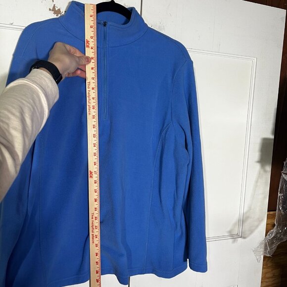 Land's End Pullover Fleece Quarter Zip Sweater Royal Blue Size 1X Oeko-Tex - Picture 4 of 9
